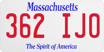 MA license plate 362IJ0