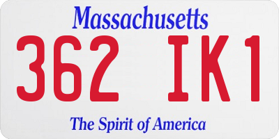 MA license plate 362IK1