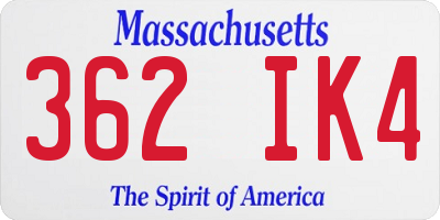 MA license plate 362IK4