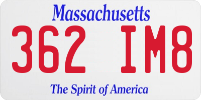 MA license plate 362IM8