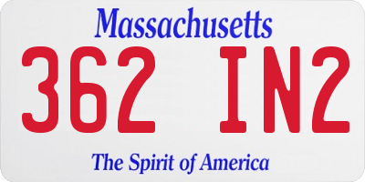 MA license plate 362IN2