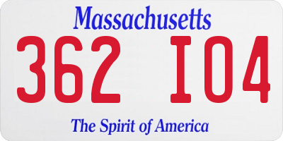 MA license plate 362IO4