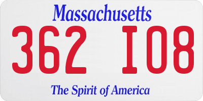 MA license plate 362IO8