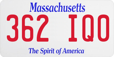 MA license plate 362IQ0