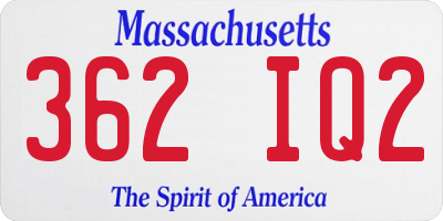 MA license plate 362IQ2