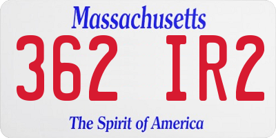 MA license plate 362IR2