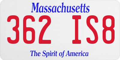 MA license plate 362IS8