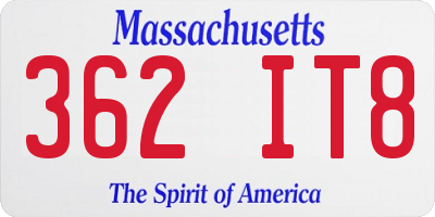 MA license plate 362IT8