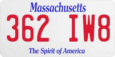 MA license plate 362IW8