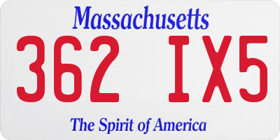 MA license plate 362IX5