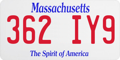 MA license plate 362IY9