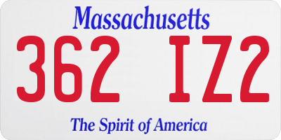 MA license plate 362IZ2