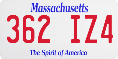 MA license plate 362IZ4