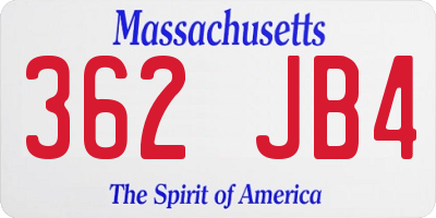 MA license plate 362JB4