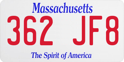 MA license plate 362JF8