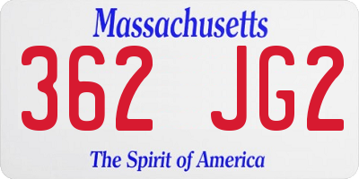 MA license plate 362JG2