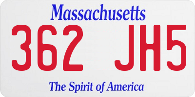MA license plate 362JH5
