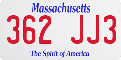 MA license plate 362JJ3