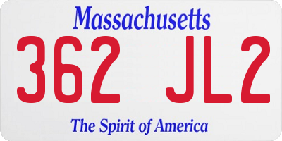 MA license plate 362JL2
