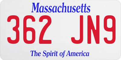 MA license plate 362JN9