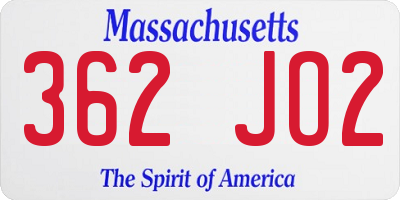 MA license plate 362JO2