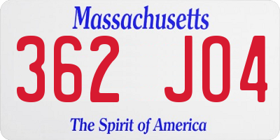 MA license plate 362JO4