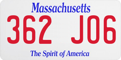 MA license plate 362JO6