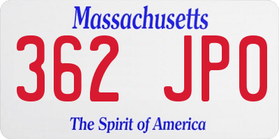 MA license plate 362JP0