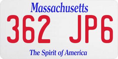 MA license plate 362JP6