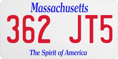 MA license plate 362JT5