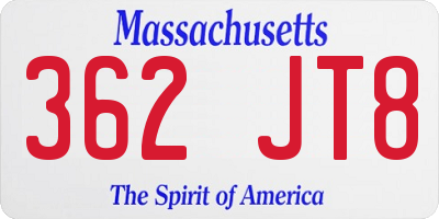 MA license plate 362JT8