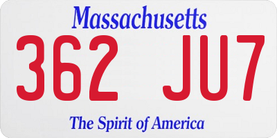 MA license plate 362JU7