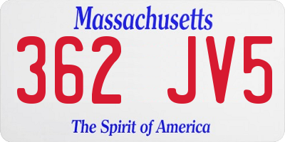 MA license plate 362JV5