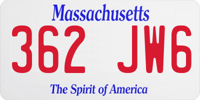 MA license plate 362JW6