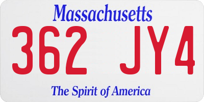 MA license plate 362JY4