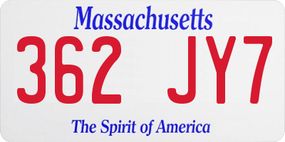 MA license plate 362JY7