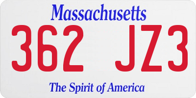 MA license plate 362JZ3
