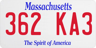 MA license plate 362KA3