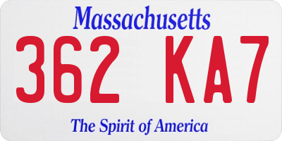 MA license plate 362KA7