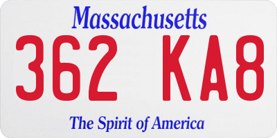 MA license plate 362KA8