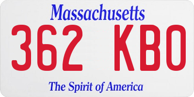 MA license plate 362KB0