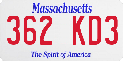 MA license plate 362KD3