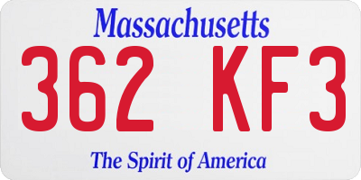 MA license plate 362KF3