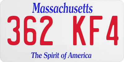 MA license plate 362KF4