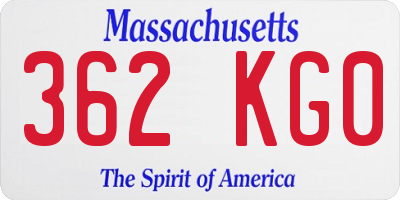 MA license plate 362KG0