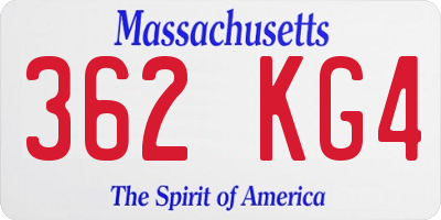 MA license plate 362KG4