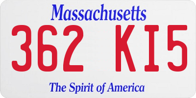 MA license plate 362KI5