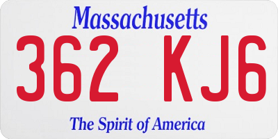 MA license plate 362KJ6