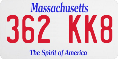 MA license plate 362KK8