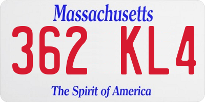 MA license plate 362KL4